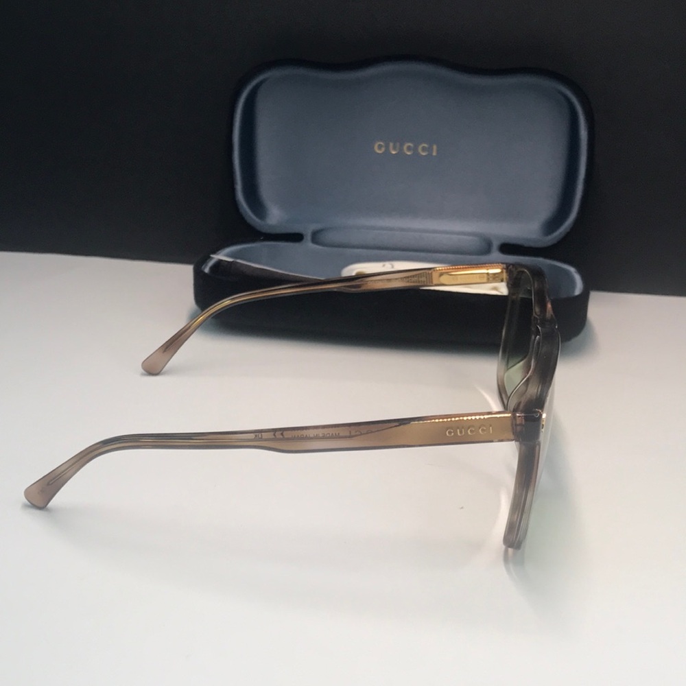 Gucci New Authentic GG1041S 004 Brown Sunglasses with Green Lenses - Picture 8 of 14